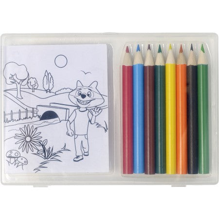 Set of colouring pencils and colouring sheets, neutral