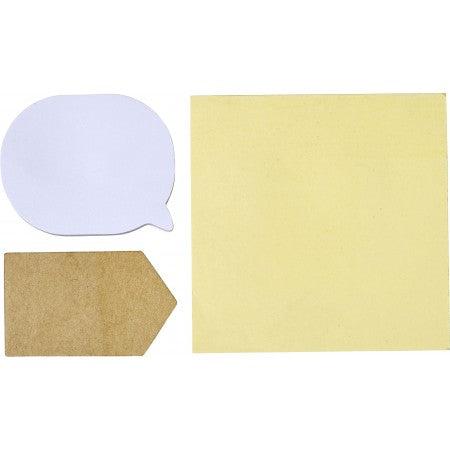 Pouch with 3 types of sticky notes, white