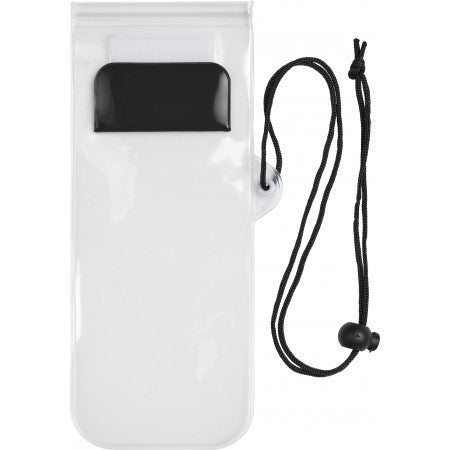 Plastic water-resistant protective pouch for mobile devices, black