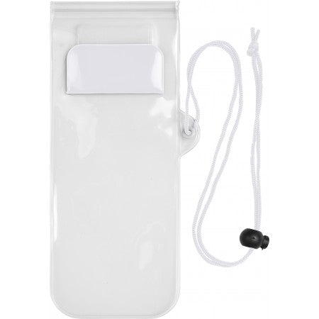 Plastic water-resistant protective pouch for mobile devices, white