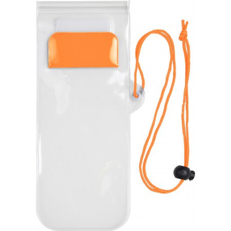 Plastic water-resistant protective pouch for mobile devices, orange