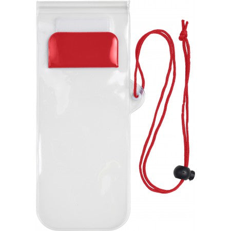 Plastic water-resistant protective pouch for mobile devices, red