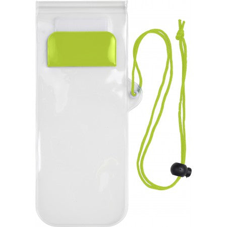 Plastic water-resistant protective pouch for mobile devices, lime