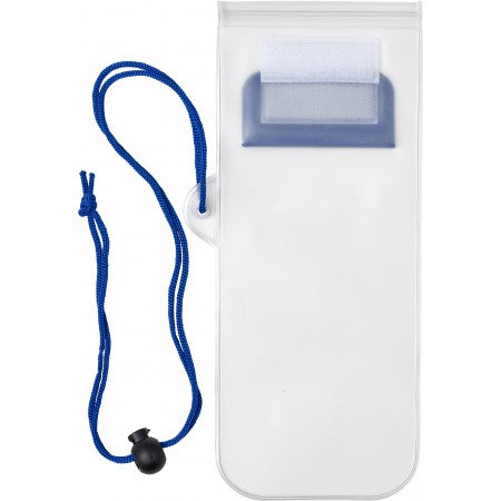 Plastic water-resistant protective pouch for mobile devices, cobalt blue