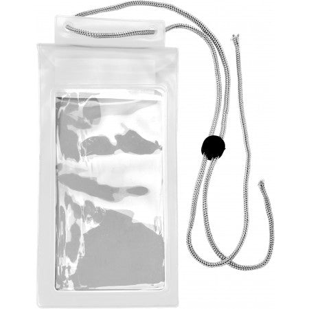 Plastic waterproof protective pouch for mobile devices, white