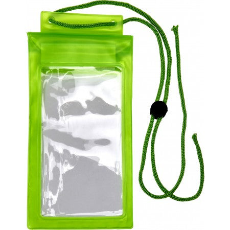 Plastic waterproof protective pouch for mobile devices, lime