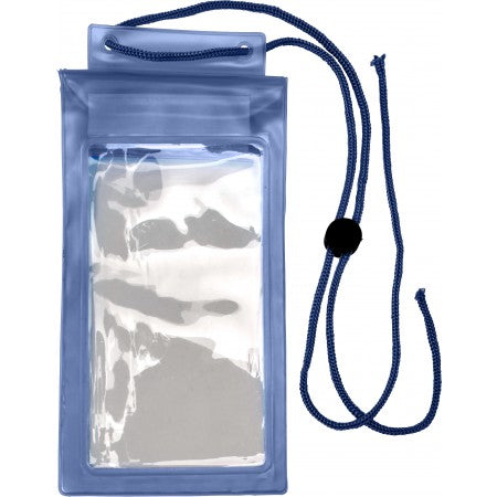 Plastic waterproof protective pouch for mobile devices, cobalt blue