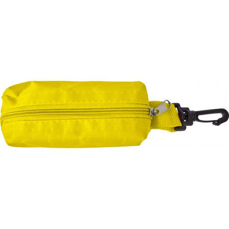 Eight pencils, pencil sharpener and pouch, yellow