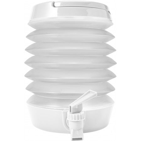 Collapsible plastic beverage dispenser, white
