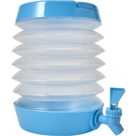 Collapsible plastic beverage dispenser, light blue