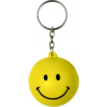 Anti stress key holder smiling face, yellow