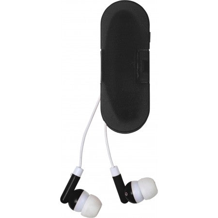 Pair of coloured earphones, black