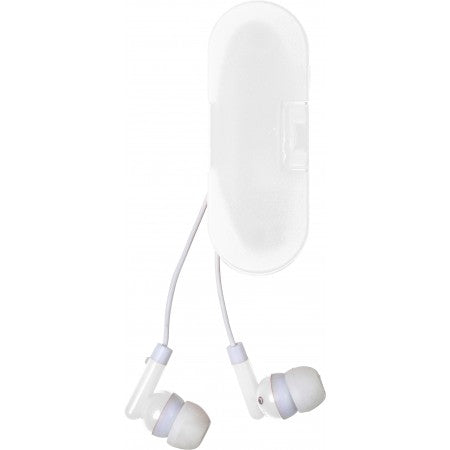 Pair of coloured earphones, white