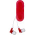 Pair of coloured earphones, red