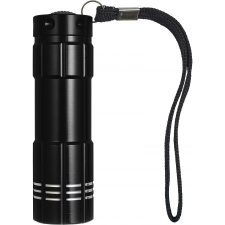 Aluminium torch with nine LED bulbs, black