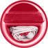 Plastic mobile phone holder with in-ear headphones, red