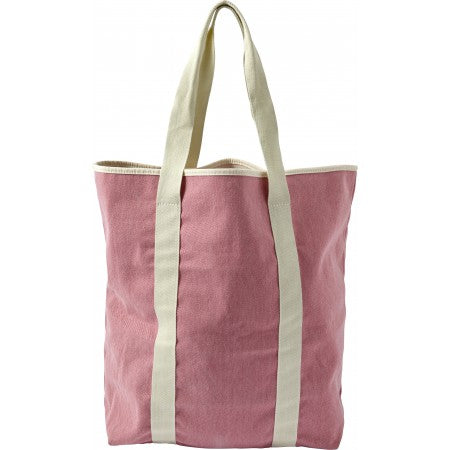 Twill cotton two-tone beach bag, pink