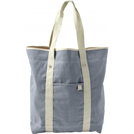 Twill cotton two-tone beach bag, light blue