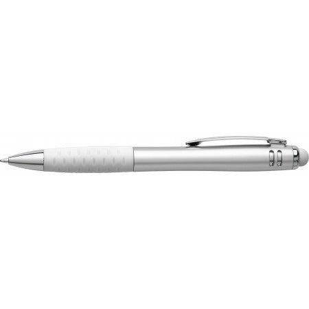 Multifunctional twist-action plastic ballpoint pen, white