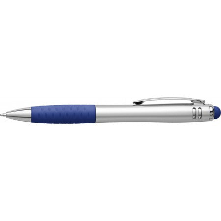 Multifunctional twist-action plastic ballpoint pen, blue