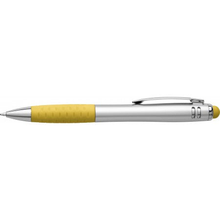 Multifunctional twist-action plastic ballpoint pen, yellow