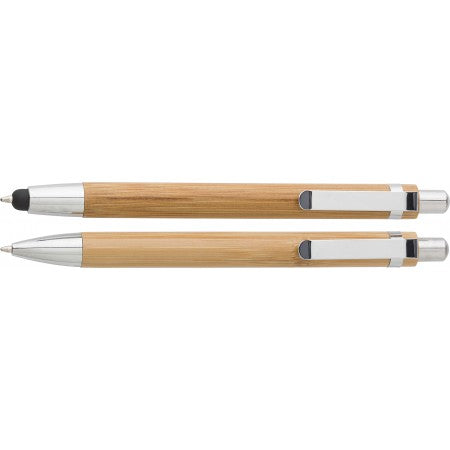 Bamboo pen set in cardboard box, brown