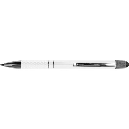 Twist-action aluminium ballpoint pen, white
