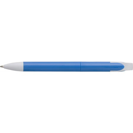 Plastic twist-action ballpoint pen, light blue