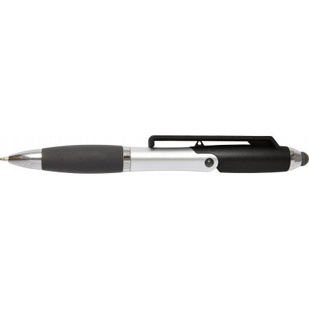 Plastic ballpoint pen and mobile phone holder, black