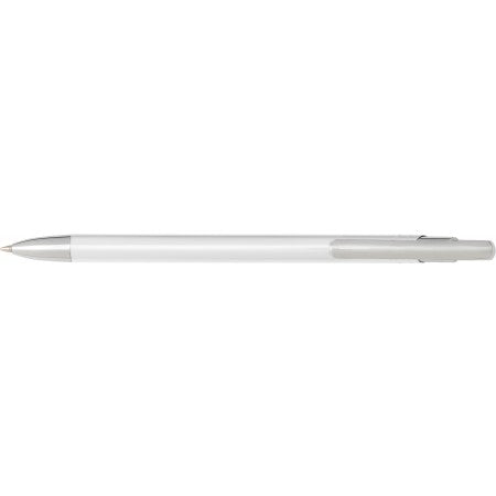 Aluminium click-action ballpoint pen, white