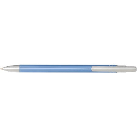 Aluminium click-action ballpoint pen, light blue