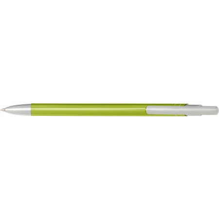Aluminium click-action ballpoint pen, lime