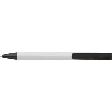 Aluminium click-action ballpoint pen, white