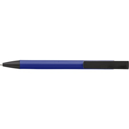 Aluminium click-action ballpoint pen, blue