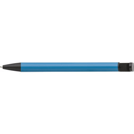 Aluminium click-action ballpoint pen, light blue