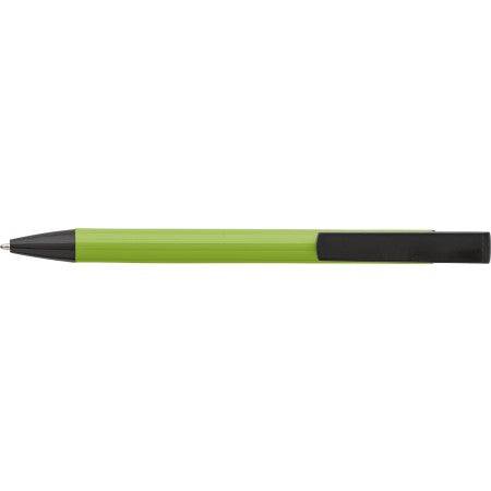 Aluminium click-action ballpoint pen, lime