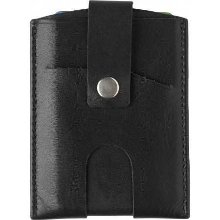 Split leather RFID credit card wallet, black
