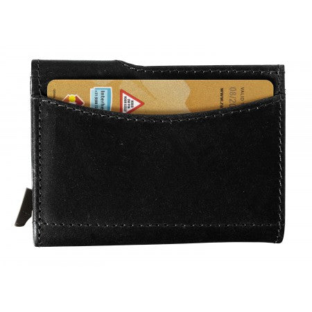 Leather wallet with RFID card holder, Black