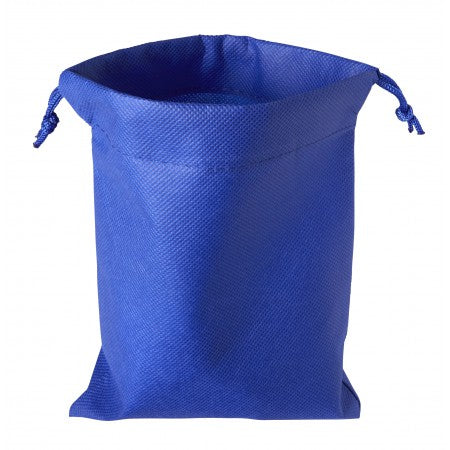 Nonwoven, drawstring pouch, blue
