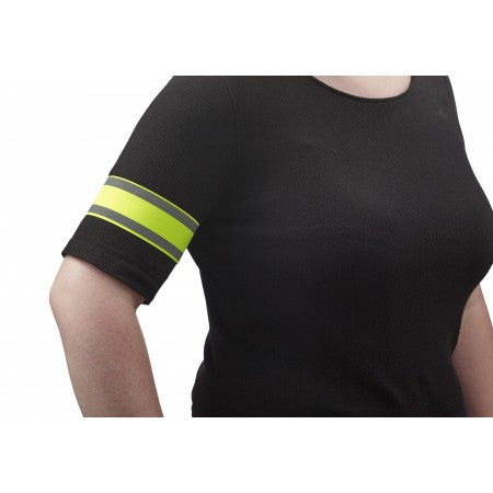 Arm band with reflective stripes, yellow