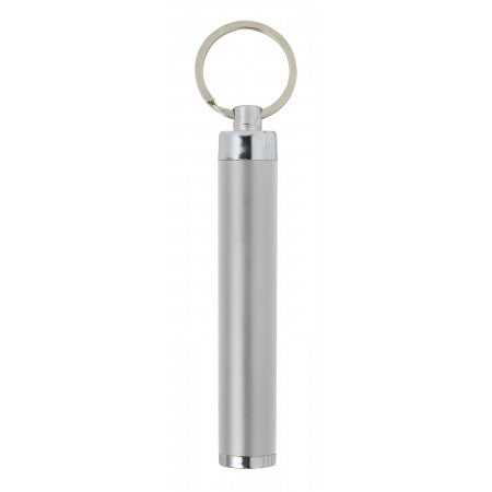 LED flashlight with key ring, silver