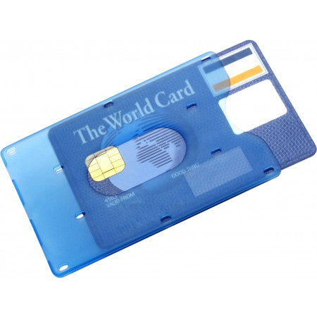 Bank card holder for one card, light blue