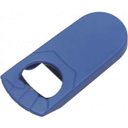 Plastic bottle opener, blue