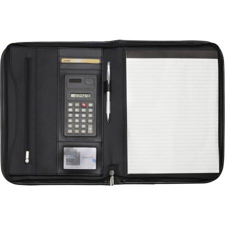 A4 Microfibre zipped folder, black - BRANIO