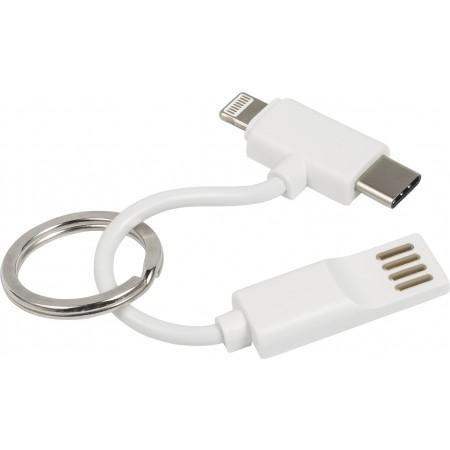 ABS USB cable on key ring, white - BRANIO