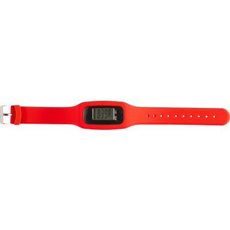 Pedometer with silicone wristband, red