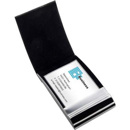 Business card holder, black/silver