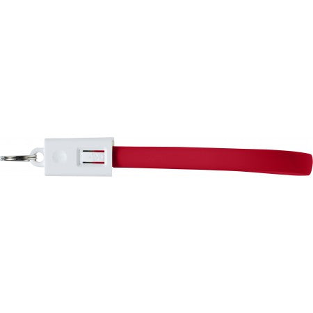 Charging cable and key holder in one, red