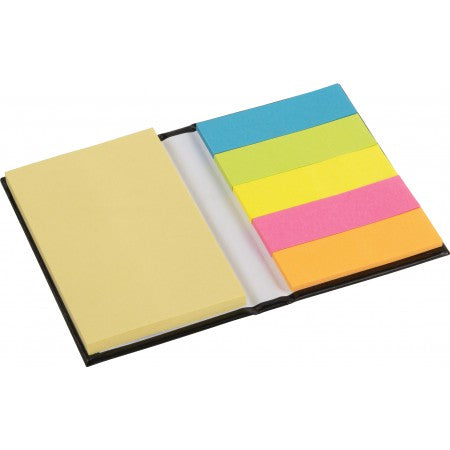 Notebook with sticky notes, black