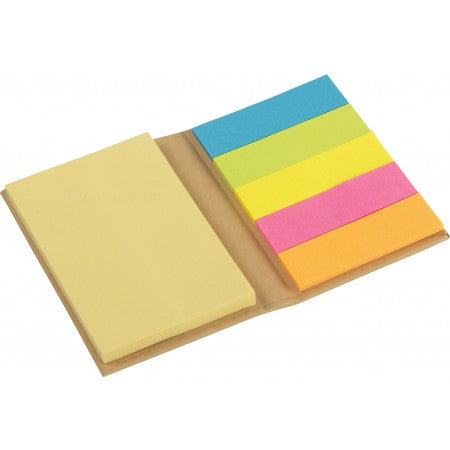 Notebook with sticky notes, brown